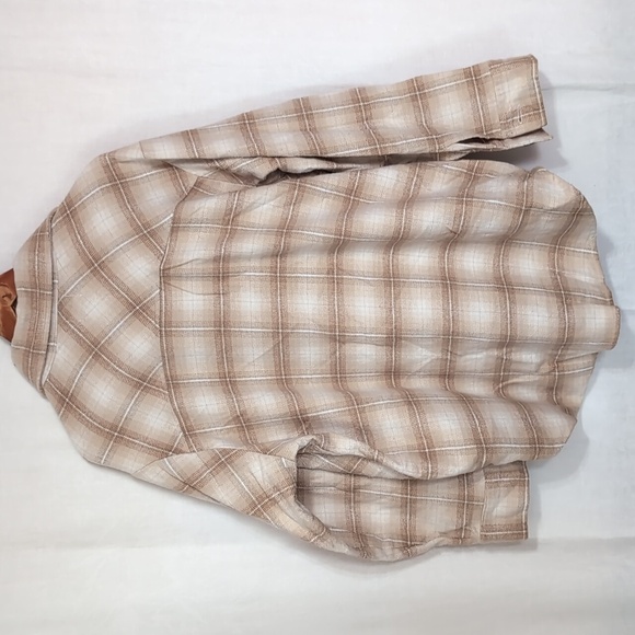 Time and Tru Beige White Flannel Button Front Shacket Size XXL - Picture 6 of 6